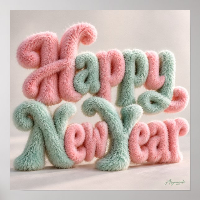 Gott Nytt År Fuzzy Plysch Poster (Framsidan)