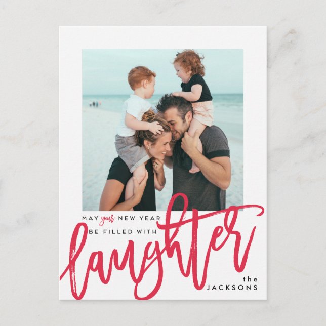 Gott nytt år fylls med Laughter Helg Vykort (Framsida)