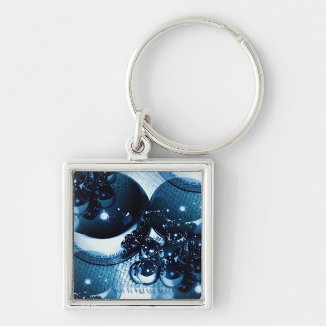 Gott nytt år fyrkantig silverfärgad nyckelring (Framsidan)