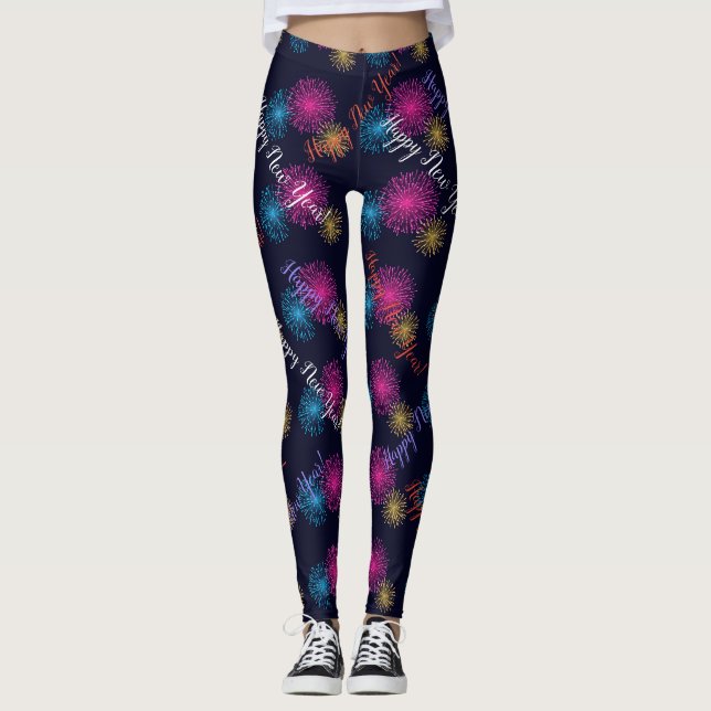 Gott nytt år! Fyrverkerisvart Leggings (Framsida)