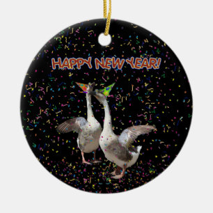 Gott nytt år Geese Julgransprydnad Keramik
