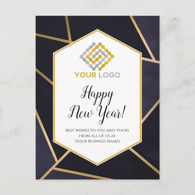 Gott nytt år Geometric Logotyp Business Postcard Vykort (Framsida)