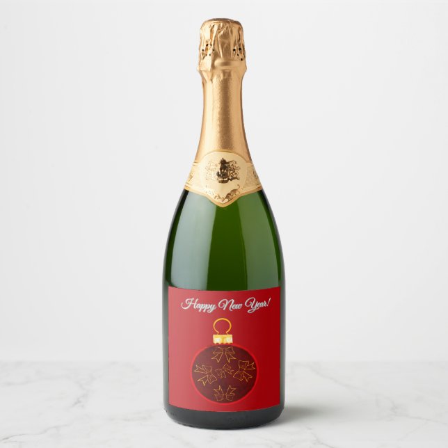 Gott Nytt År Glänsande Vinflasketiketter (6) (Framsida)