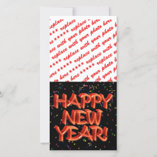 Gott nytt år Glassy Red Text Julkort