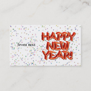 Gott nytt år Glassy Red Text Visitkort