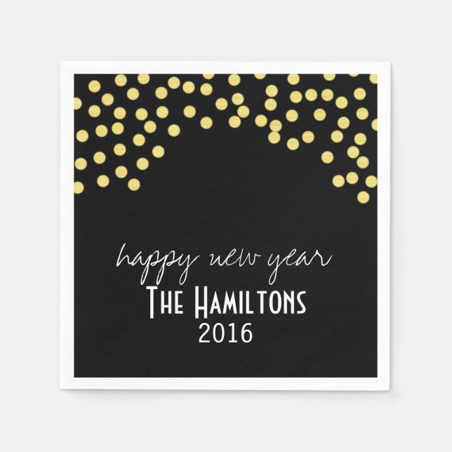 Gott nytt år Glitter Cocktail Party Napkin Pappersservett (Framsidan)