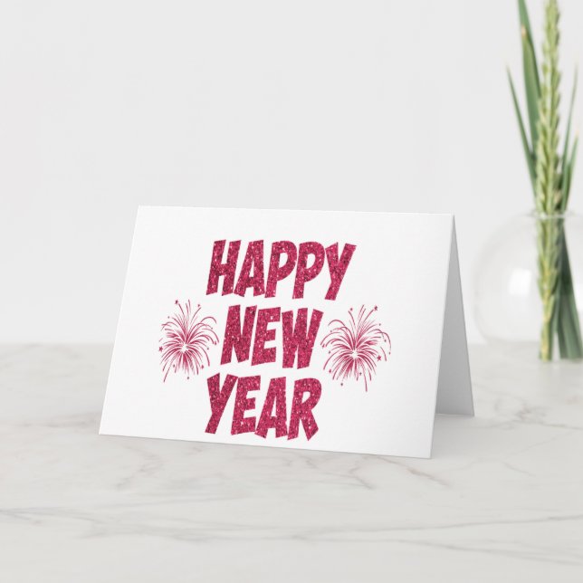 Gott nytt år Glitter Helgkort (Framsida)