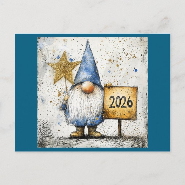 Gott nytt år Gnome, 2026, Vykort (Framsida)