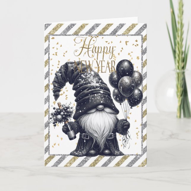Gott nytt år Gnome Kort (Framsida)