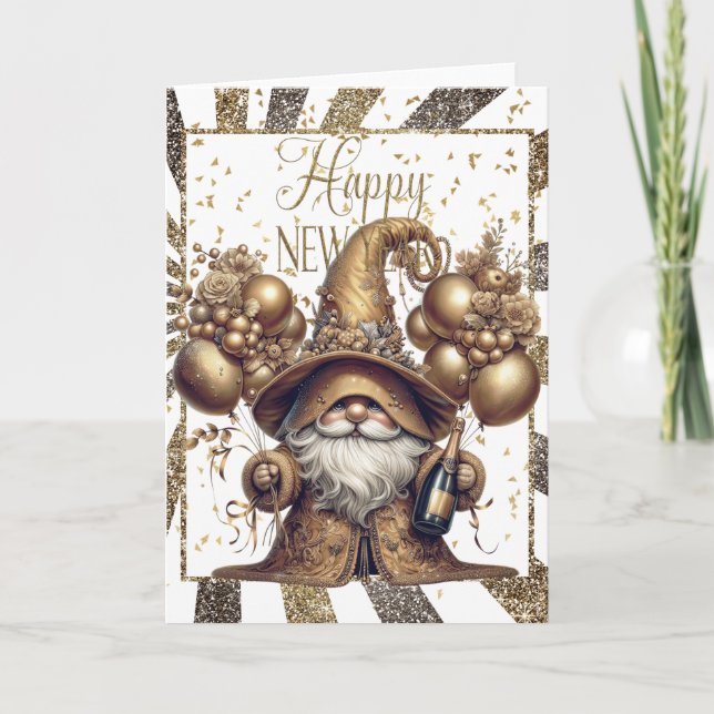 Gott nytt år Gnome Kort (Framsida)