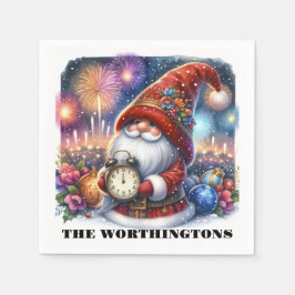Gott nytt år Gnome Napkins Pappersservett