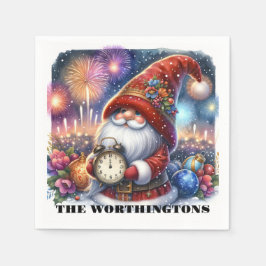 Gott nytt år Gnome Napkins Pappersservett