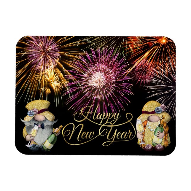 Gott nytt år Gnomes Magnet (Horisontell)