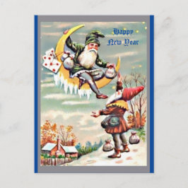 Gott nytt år Gnomes, Tomte, Måne, Money Bags Vykort