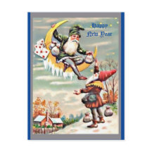 Gott nytt år Gnomes, Tomte, Måne, Money Bags