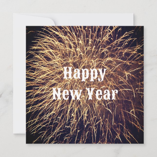 Gott nytt år Golden Fireworks Trendig 2023 Kort (Framsida)