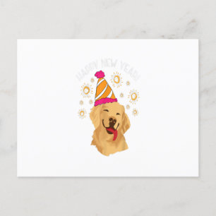 Gott nytt år Golden Retriever Fireworks Gnistra Vykort