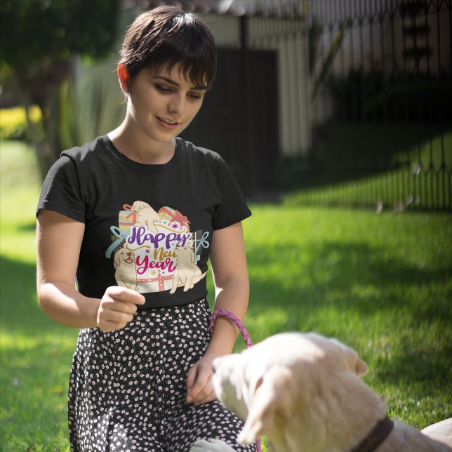 Gott nytt år: Golden Retrievers Unisex Anpassnings T Shirt (Skapare uppladdad)