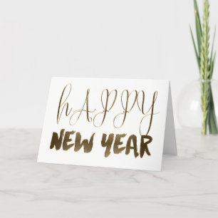 Gott nytt år Golden Text Guld typografi Helgkort