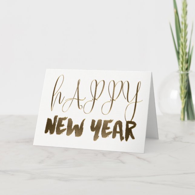 Gott nytt år Golden Text Guld typografi Helgkort (Framsida)