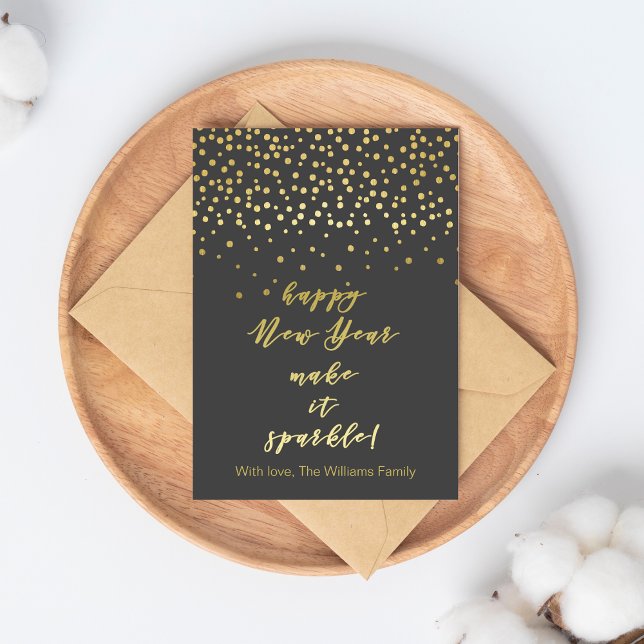 Gott nytt år, gör det till gnistra! Guld Sparkles Vykort (Skapare uppladdad)