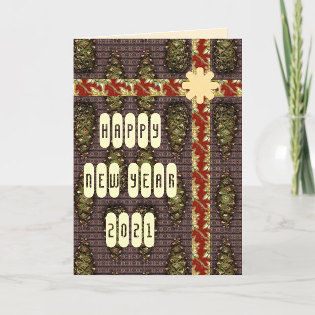 Gott nytt år Gräs Cone Hälsning Helgkort (Framsida)