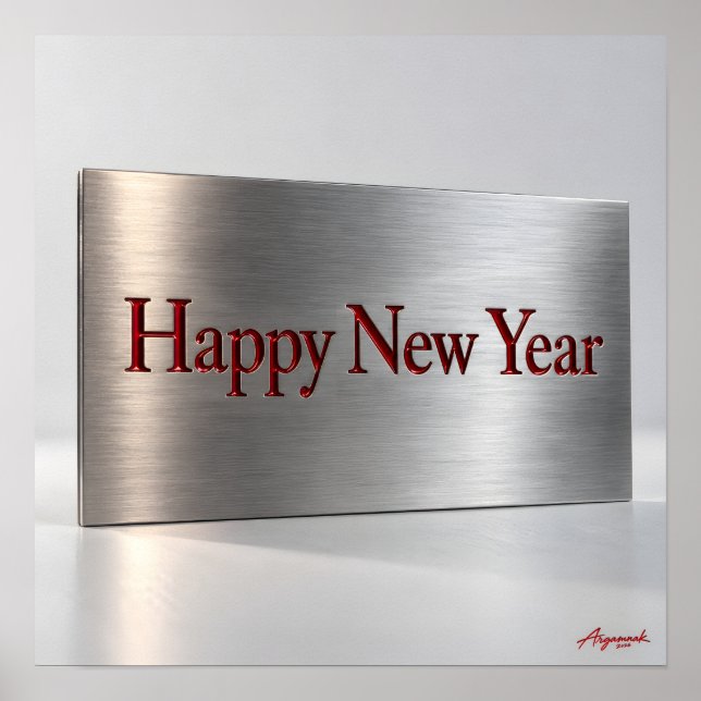 Gott Nytt År Graverad Metall Poster (Framsidan)