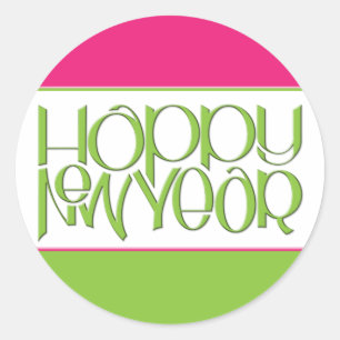Gott nytt år grönt Sticker Runt Klistermärke
