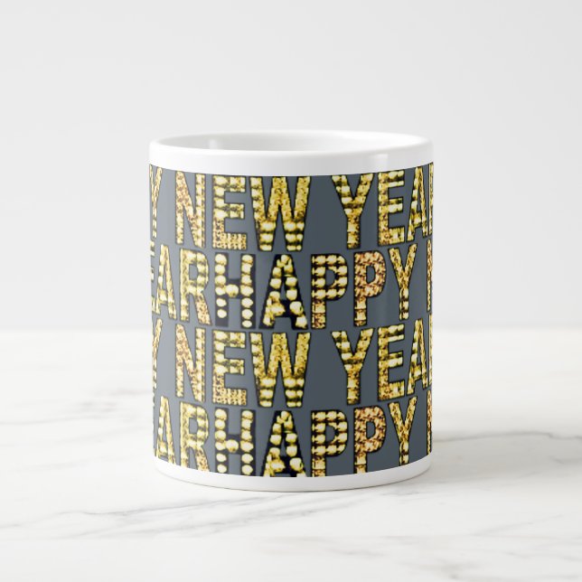 Gott nytt år Gul-Gld  Jumbo Mugg (Framsidan)