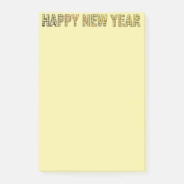 Gott nytt år-gul-Gld Post-it Block (Framsida)