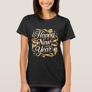 Gott Nytt År Guld Band Elegant NYE Fest Desig T Shirt