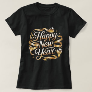 Gott Nytt År Guld Band Elegant NYE Fest Design T Shirt