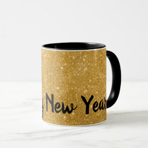 gott nytt år-Guld-effektkaffe i Mugg