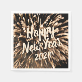 Gott nytt år Guld Fireworks Firande Photo Pappersservett