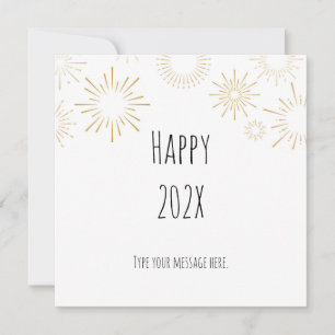Gott nytt år Guld fyrverkerier Minimalistisk Julkort