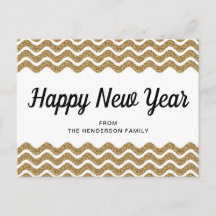 Gott Nytt År Guld Glitter Chevron Ränder