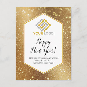 Gott nytt år Guld Glitter Logotyp Business Postcar Vykort