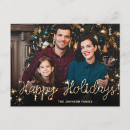 Gott nytt år Guld Gnistra-skript PHOTO Hälsning Vykort