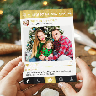 Gott nytt år Guld Instagram-ram foton Julkort