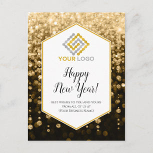 Gott nytt år Guld Sparkles Logotyp Business Vykort
