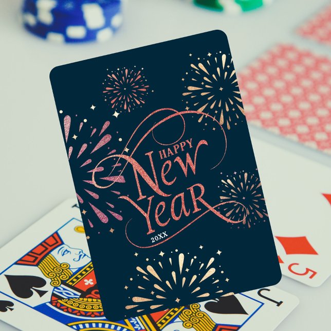 Gott nytt år-guldfärgskript casinokort (Skapare uppladdad)