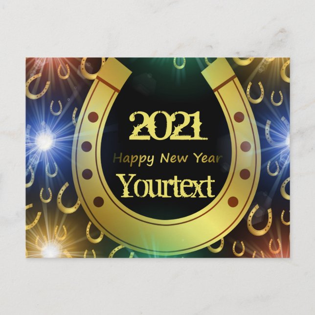 gott nytt år, guldtext 2021, personalisera vykort (Framsida)