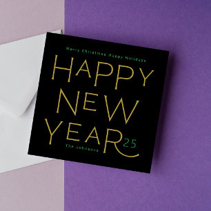 Gott nytt år Gult Text Modern Premium Business Julkort