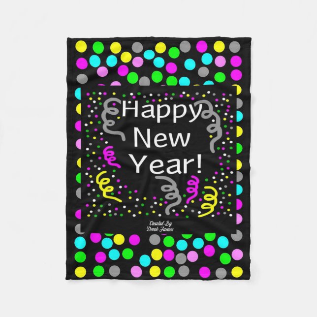 Gott nytt år Hälsning Blankett för småskalig fiske Fleecefilt (Framsidan)