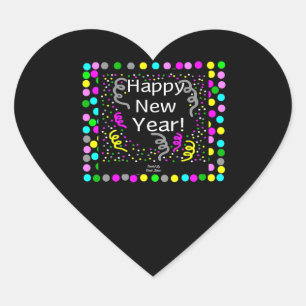 Gott nytt år Hälsning Heart Sticker Hjärtformat Klistermärke