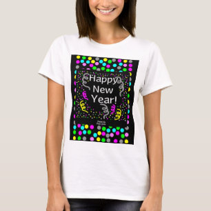 Gott nytt år Hälsning Kvinnor i vitt T-skirt T Shirt