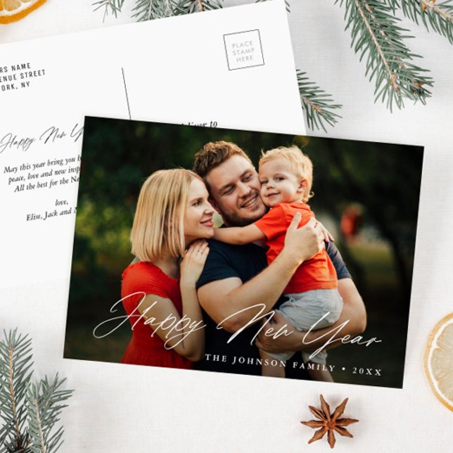 GOTT NYTT ÅR | hälsningskort för snyggtens skript Vykort (Skapare uppladdad)