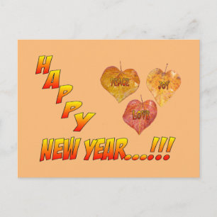 Gott nytt år Heart Löv vykort