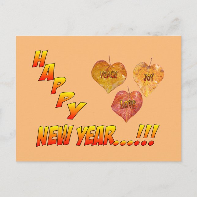 Gott nytt år Heart Löv vykort (Framsida)