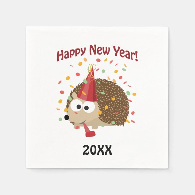 Gott nytt år! Hedgehog Pappersservett (Framsidan)